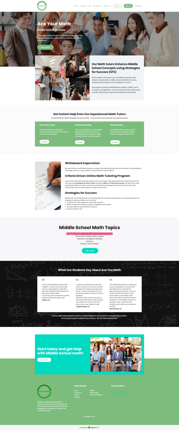 EdKairos learning platform homepage